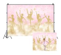 SDOTPMT 7x5ft Correas de poliéster para Chicas Ballet Bailarina Falda Baile Dorada y Brillante Fondo fotográfico Rosa Fiesta cumpleaños pancartas Decoradas Fotos Accesorios Fondo Pantalla
