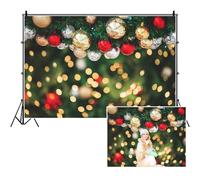 SDOTPMT 7x5ft Feliz Navidad Fondo de poliéster árbol de Navidad Bayas Rojas Doradas Blurry Sparkle Bokeh Fondo fotográfico Invierno Ocio Fiesta Familiar Accesorios de Estudio fotográfico Infantil
