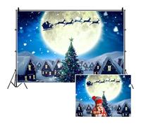 SDOTPMT 7x5ft Tirantes de poliéster en Nochebuena Feliz Navidad Fondo fotografía Nochevieja de Invierno Santa Claus Trineo ELK Forest Fiesta de año Nuevo pancartas Accesorios de Estudio fotográfico