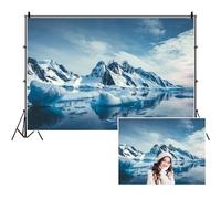 SDOTPMT 8x6ft Fondo de poliéster Iceberg Antártico Fondo océano Polar Cielo Azul se derrite naturalmente montañas Nevadas Fondo fotografía de Aventura al Aire Libre Fondo Pantalla de Accesorios