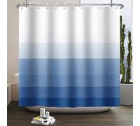 SDOTPMT 90x180cm Cortina de Baño Blanca Azul Oscuro Bicolor Cortina de Baño Clásica Tradicional Tema Minimalista Cortina de Baño para Decoración de Baño Tejido Poliéster Impermeable con Ganchos