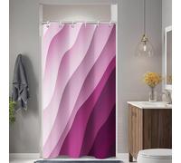 SDOTPMT 90x180cm Cortina de baño Lila patrón de Onda Abstracta diseño Minimalista Moderno estética Natural cinturón Impermeable Gancho decoración de baño Ideal