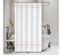SDOTPMT 90x180cm Cortina de baño Moderna Minimalista a Rayas Rosas y Blancas - Diseño Clásico Casa de Campo con Cinturones Decorativos Vinculados