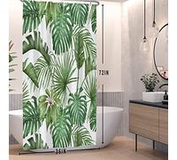 SDOTPMT 90x183cm Acuarela Verde Hojas de Palma Cortina de la Ducha Verano Tropical Plantas Botánicas Cortina de baño Hoja de Banana Monstruo Cortina de la Ducha Cortina de baño con Ganchos