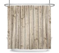 SDOTPMT 90x183cm Antiguo Madera Piso Cortina de Ducha Rústico Madera Dura De Madera Tablero Tablón Granero Puerta Cortina de baño Rural Cortijo Cortina bañera para Baño Poliéster con Ganchos