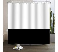 SDOTPMT 90x183cm Blanco Negro Cortina de Ducha Sencillo Temática Cortina de baño Clásico Tradicional Cortina de bañera Tela Poliéster Impermeable para Baño con Ganchos