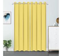 SDOTPMT Amarillo Cortina de Ventana Juego de 2 Piezas, Color sólido Clásico Cortinas de Ventana Color Llano Ojal Cortinas Opacas para Salón Dormitorio Cortinas Opacas, 53x160cm, 2 Paneles