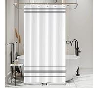 SDOTPMT Cortina de Baño 90x180cm Gris y Blanco Moderno Minimalista Rayada con Gancho