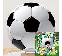 SDOTPMT Diámetro 1.8m Fútbol Foto Tour Fondo Negro Blanco Deportes Fútbol para Niño Fiesta de Cumpleaños Fondo Recién Nacido Género Revelar Fiesta Deporte Fondo