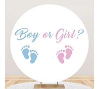 SDOTPMT Diámetro 2m Niña o niño Género Revelar Fondo Redondo Cubrir Lindo Bebé Rosado o Azul Huella Fotografía Fondo para Embarazadas Foto Sorpresa Partido Decoración Blanco Estandarte