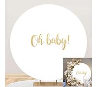 SDOTPMT Diámetro 2m oh bebé Blanco Telón de Fondo Redondo Cubrir Color Puro Tela Pantalla, Bebé Cumpleaños Fondo de fotografía para Fiesta Telón de Fondo Decoración, Fiesta de Bienvenida al