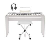 SDP-2 Piano de Escenario Gear4music + Set Completo, Blanco | Mecanismo Contrapesado de 88 Teclas Completo, Altavoces Estéreo Integrados, 8 Voces de Calidad, Soporte, Auriculares y Banco