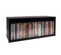 sdroceRyaM Estante de almacenamiento de CD, organizador apilable con capacidad para hasta 35 CD, 15.7 x 6.4 x 6.8 pulgadas, color negro