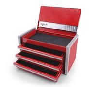 sdroceRyaM Mini caja de herramientas de metal con 3 cajones y 1 almacenamiento superior, caja de herramientas portátil para uso diario, 215 x 115 x 120 mm, color rojo