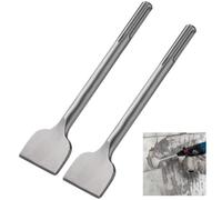 SDS-Max - Cinceles para azulejos de pala ancha (juego de 2 piezas), acero cromado plano de 11.02 x 2.95 pulgadas para taladros eléctricos, ideal para cerámica, cemento, hormigón, piedra