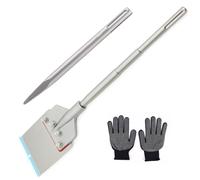 SDS Max - Rascador de suelo de 6 x 24 pulgadas, removedor de adhesivos para suelos de azulejos anchos, herramienta de extracción fina con cuchillas de repuesto y cincel de hormigón y guantes