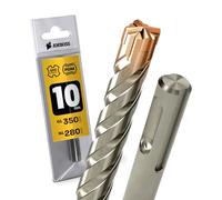 SDS Plus - Broca para martillo perforador, 4 unidades, PGM, diámetro 10 mm x 280 mm, herramientas AMBOSS SDS Crusher 4 - Broca HM para hormigón, carburo duro, broca profesional, 10 mm x 280 mm, broca