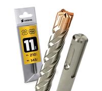 SDS Plus - Broca para martillo perforador, 4 unidades, PGM, diámetro 11,0 mm x 145 mm, herramientas AMBOSS SDS Crusher 4 - Broca HM para hormigón, carburo duro, broca profesional, 11,0 mm x 145 mm,