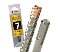 SDS Plus - Broca para martillo perforador, 4 unidades, PGM, diámetro 7,0 mm x 95 mm, AMBOSS SDS Crusher 4 - Broca HM para hormigón, carburo duro, broca profesional, 7,0 mm x 95 mm, broca para piedra