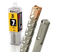 SDS Plus - Broca para martillo perforador, 4 unidades, PGM, diámetro 7,0 mm x 95 mm, AMBOSS SDS Crusher 4 - Broca HM para hormigón, carburo duro, broca profesional, 7,0 mm x 95 mm, broca para piedra,