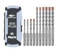 SDS Plus - Juego de 10 brocas para martillo giratorio (1/20.3 cm, 1/10.2 cm, 5/40.6 cm, 3/20.3 cm y 1/5.1 cm) con punta de carburo, perfecto para perforar hormigón, cemento, piedra, ladrillo, macetas