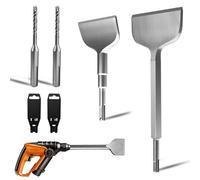 SDS PLUS - Juego de 6 cinceles planos de 280 x 100 mm y cincel en ángulo de 15° de 165 x 75 mm, acero 40CR y brocas SDS Plus, duradero y afilado, para azulejos, hormigón, piedra natural, mampostería