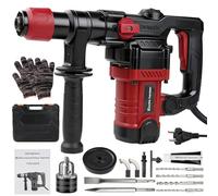 SDS-Plus Martillo Perforador, 1300W 6J Martillo Demoledor, Martillo de Demolición, 6 Velocidades 4000 rpm con Broca, Cincel, Mango Antivibración, Embrague de Seguridad para Hormigón, Piedra, Azulejos