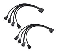 SDTC Tech Molex to Fan Power Splitter Cable | 2 Pack 4-Pin IDE a 4-Pin Fan Connector Negro Sleeve Y Type Extension Power Cable Compatible con 3-Pin/4-Pin PC Case Fans - 27cm/10.5 Inch