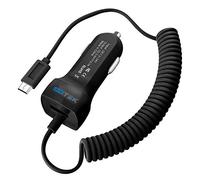SDTEK Adaptador de Cargador de Coche Micro USB Cable Compatible con Samsung Galaxy S4/S5/S6/S7, J3/J4/J5/J6, Huawei, Nokia, Moto + Puerto de Carga USB (Negro)