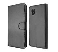 SDTEK Funda Compatible con Alcatel 1 (2019-2021), Piel Carcasa Flip Wallet Libro Case Cover Cuero (Negro)