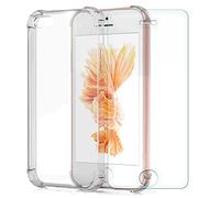 SDTEK Funda Compatible con iPhone SE (2016-2019) 5 5s, Soft Gel Clear Cover [Airbag Corners] + Protector Pantalla Vidrio Templado