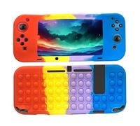 SDTEK Funda para Nintendo Switch, Bubble Pop De Silicona Suave Fidget Case (Rojo/Amarillo/Púrpura/Azul)