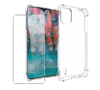 SDTEK Funda para Nokia C12, Soft Gel Clear Cover [Airbag Corners] + Protector Pantalla Vidrio Templado