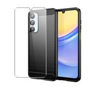 SDTEK Funda para Samsung Galaxy A16 Carcasa Fibra Carbono Completo 360 + Protector de Pantalla Cristal Vidrio Templado