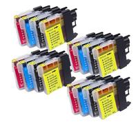 sDtESNB Cartucho de Tinta Compatible con LC980BK LC1100BK LC985BK LC990BK DCP-385C 387C DCP-195C 585CW 375CW MFC-990CW 6490CW 490CW 5890CN J615W(4SET)