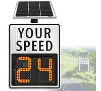 SDTOOP Señales Digitales De Detector Velocidad Rader, Señal Visualización Radar LED con Energía Solar, Resistente Al Agua Ip65, Límite Máximo Ajustable For Seguridad Vial(White,24”*35“)