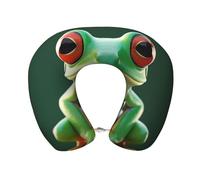 SDTYKHJ Almohada de cuello de rana divertida verde, cómoda almohada de espuma viscoelástica en forma de U para soporte de cabeza, almohadas de viaje para aviones, almohada portátil de viaje para el