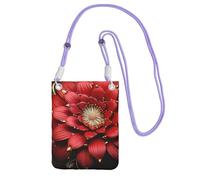 SDTYKHJ Bolso bandolera para teléfono celular, diseño de flores rojas y doradas, impermeable, bolso de hombro para mujer