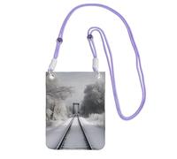 SDTYKHJ Bolso bandolera para teléfono celular, diseño de pistas de tren nevado, impermeable, bolso de hombro para mujer, color morado, talla única