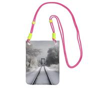 SDTYKHJ Bolso cruzado para teléfono celular, con diseño de pistas de tren nevado, impermeable, bolso de hombro para mujer