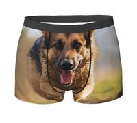 SDTYKHJ Calzoncillos tipo bóxer elásticos que absorben la humedad para hombre, con diseño de perro pastor alemán, Negro, XXL