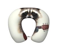 SDTYKHJ Divertida almohada de viaje de mapache para el cuello, cómoda almohada de espuma viscoelástica en forma de U para apoyo a la cabeza, almohadas de viaje para aviones, almohada portátil de viaje