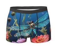 SDTYKHJ Dragonfly and Flower - Calzoncillos tipo bóxer elásticos que absorben la humedad para hombre, Negro, M
