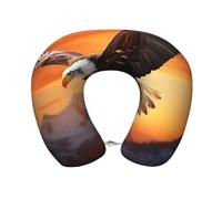 SDTYKHJ Eagle Flying in The Sunset - Almohada de viaje para el cuello, cómoda almohada de espuma viscoelástica en forma de U para apoyo a la cabeza, almohadas de viaje para aviones, almohada portátil
