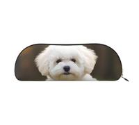 SDTYKHJ Estuche para lápices Bichon Frise Dog Big Pencil Bag Portable Coin Pouch Estética Bolsa de cosméticos Bolsa de maquillaje de cuero, Gold, Talla única