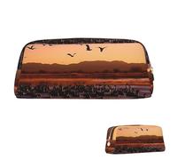 SDTYKHJ Estuche para lápices Bosque del Apache Wildlife Refuge Big Pencil Bag Portable Coin Pouch Estética Bolsa de cosméticos Bolsa de maquillaje de cuero, Gold, Talla única