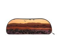 SDTYKHJ Estuche para lápices Bosque del Apache Wildlife Refuge Big Pencil Bag Portable Coin Pouch Estética Bolsa de cosméticos Bolsa de maquillaje de cuero, Gold, Talla única