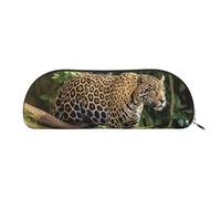 SDTYKHJ Estuche para lápices con diseño de gato Jaguar en el tronco de un árbol, bolsa grande para lápices, bolsa portátil para monedas, bolsa de cosméticos estética, bolsa de maquillaje de piel, Gold