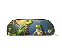 SDTYKHJ Estuche para lápices con texto en inglés "Many Frogs Sing on The Branches", bolsa grande portátil para monedas, bolsa de cosméticos estética, bolsa de maquillaje de piel, Gold, Talla única
