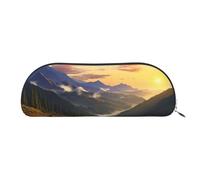 SDTYKHJ Estuche para lápices de montaña, atardecer, paisaje, grande, portátil, monedero, estético, cosmético, bolsa de maquillaje de piel, Silver, Talla única